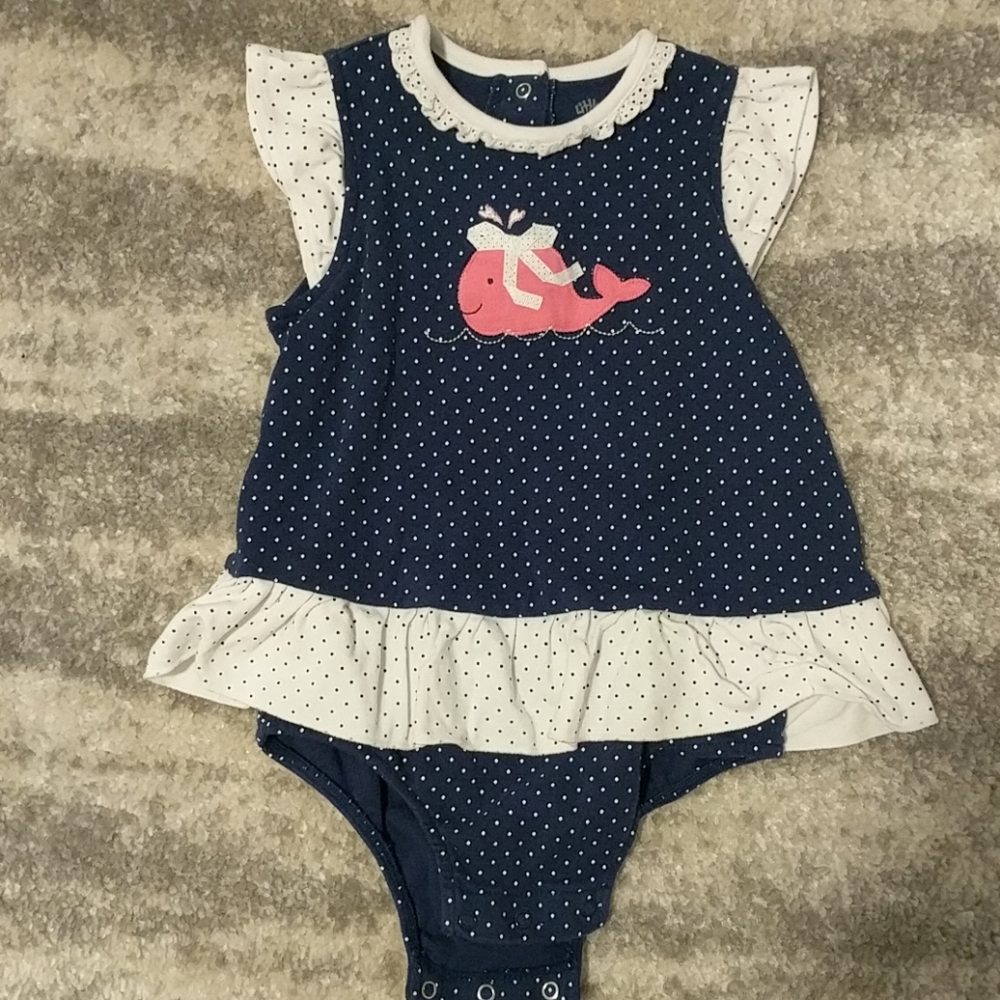 Polka Dot Onsie with Whale Detail